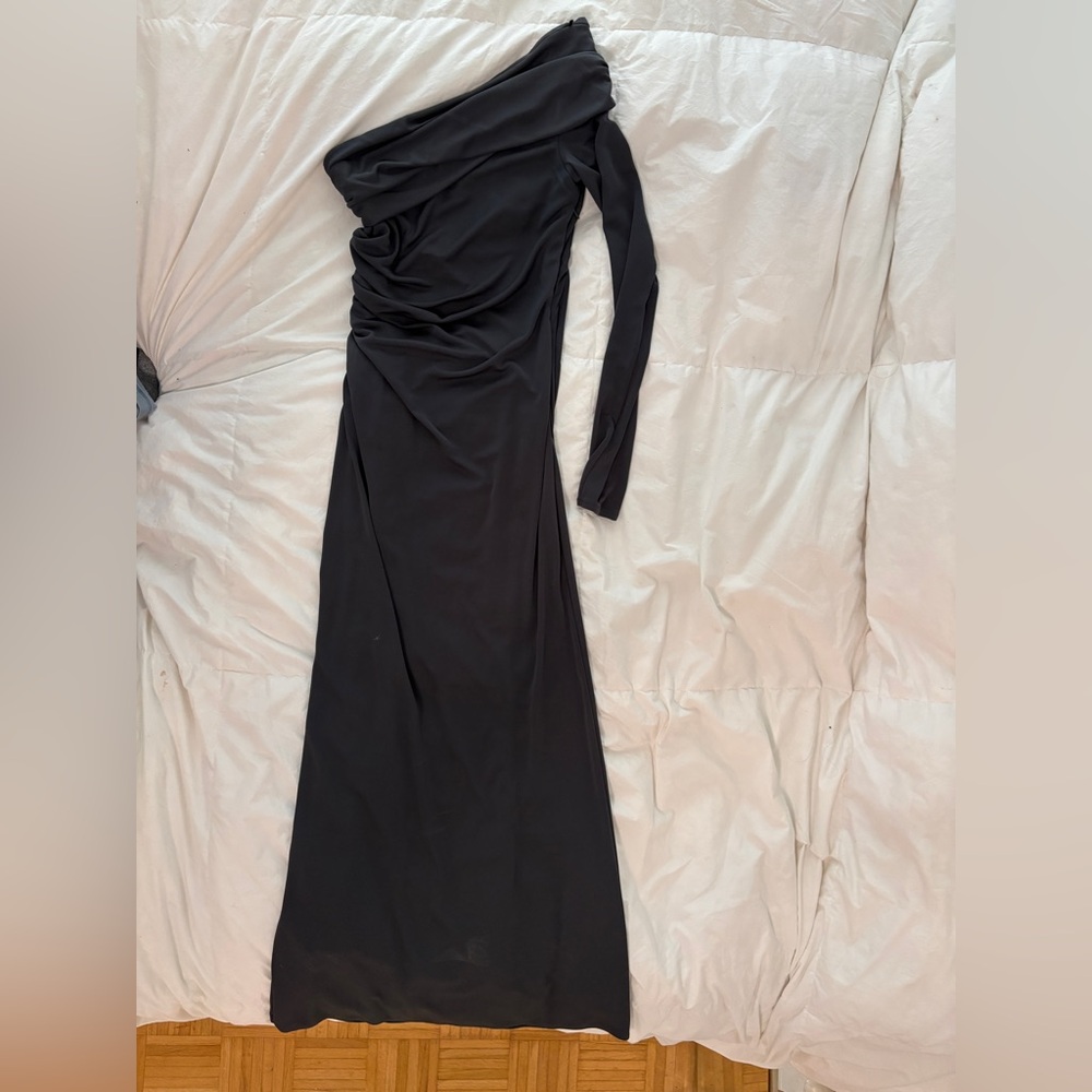 Elegant Off-Black One-Shoulder Dress